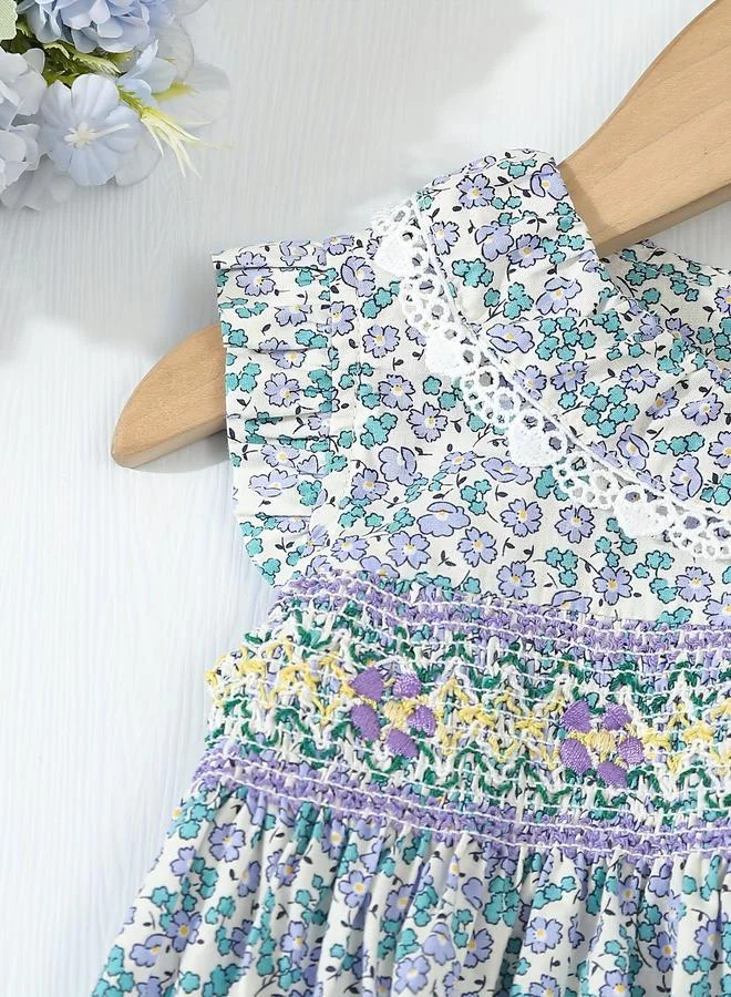 Take Two Take Two Girls Blue Floral Smocked Dress