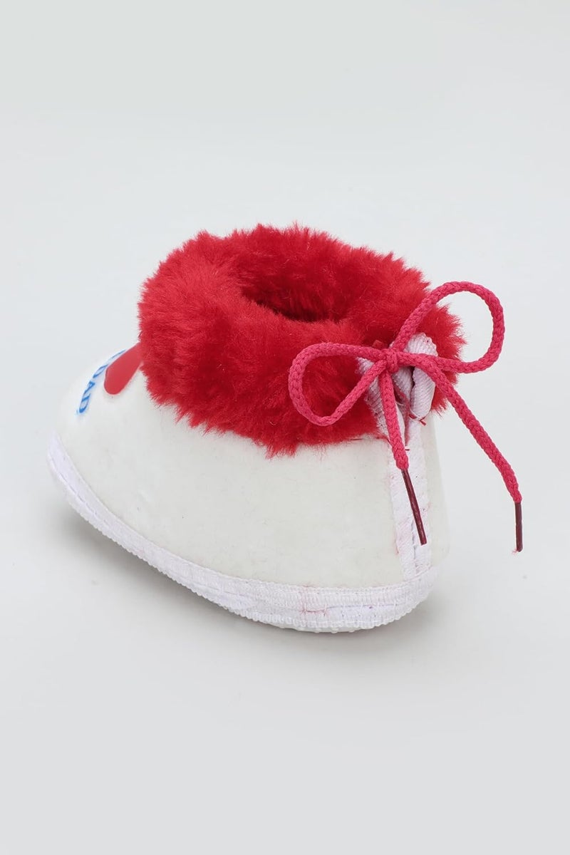 PureSole Baby Booties for Boys & Girls – Soft Plush Warm Indoor Crib Shoes with 'I Love Mom & Dad' Print – Non-Slip Sole – Infant First Walkers (6–12 Months) - Image 3