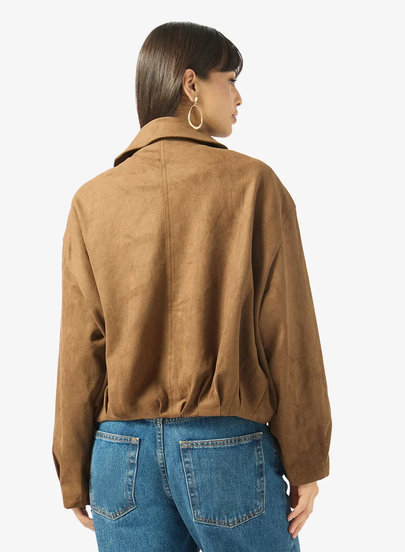 Ginger  Suede Zip Up Biker Bomber Jacket for Women | Best Price UAE