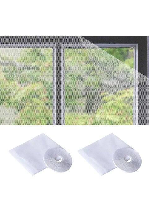 2 Pack 2m 1.5m Fly Screen Nets Insect Bug Fly Mosquito Window Mesh Screen with 2 Rolls Tapes DIY Mosquito Net for Window Kitchen Window Net Mesh Screen Mosquito Mesh Curtain Protector
