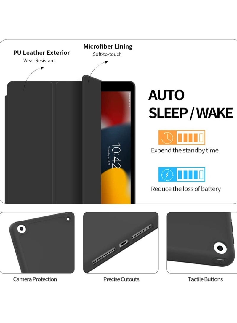 إلترازون Compatible with iPad 9th Generation 2021/8th Generation 2020/7th Generation 2019, Flexible TPU Back Protective Cover for iPad 10.2 Inch with Pencil Holder Auto Wake/Sleep Black - Image 5