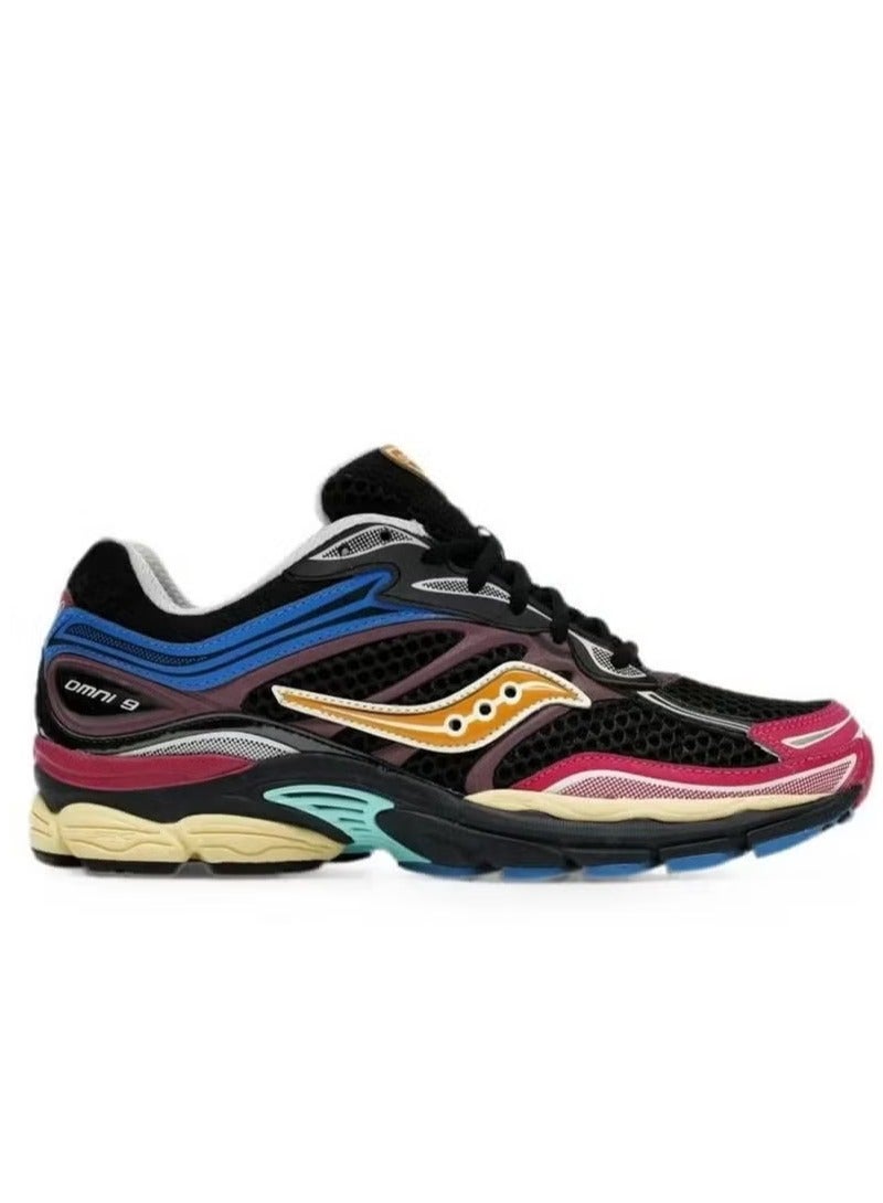 Saucony ProGrid Omni 9 Men's Running Shoes - Breathable Mesh Athletic Sneakers, Premium Cushioning Stability Sports Shoes, Lightweight Comfortable Walking Jogging Training Gym Performance Footwear, Black Multi - Image 1