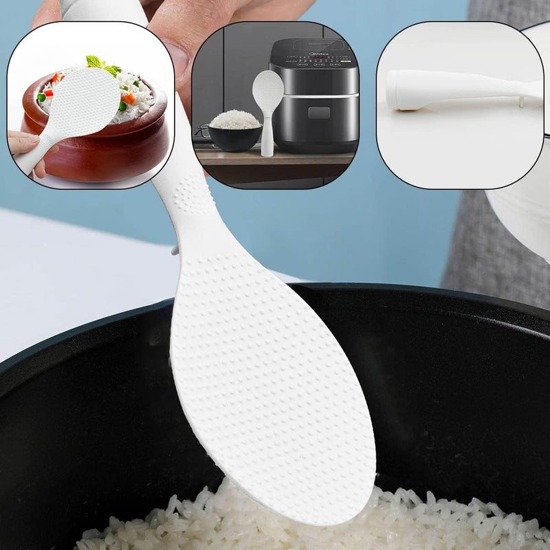 يونتوب 2 قطعة ملعقة أرز غير لاصقة قائمة لخدمة الأرز، ملعقة تقديم طعام البطاطس والأرز، ملعقة غير لاصقة قائمة، أدوات مطبخ، ملاعق طعام لطيفة مقاومة للحرارة، مجرفة طبخ (أبيض) - Image 4
