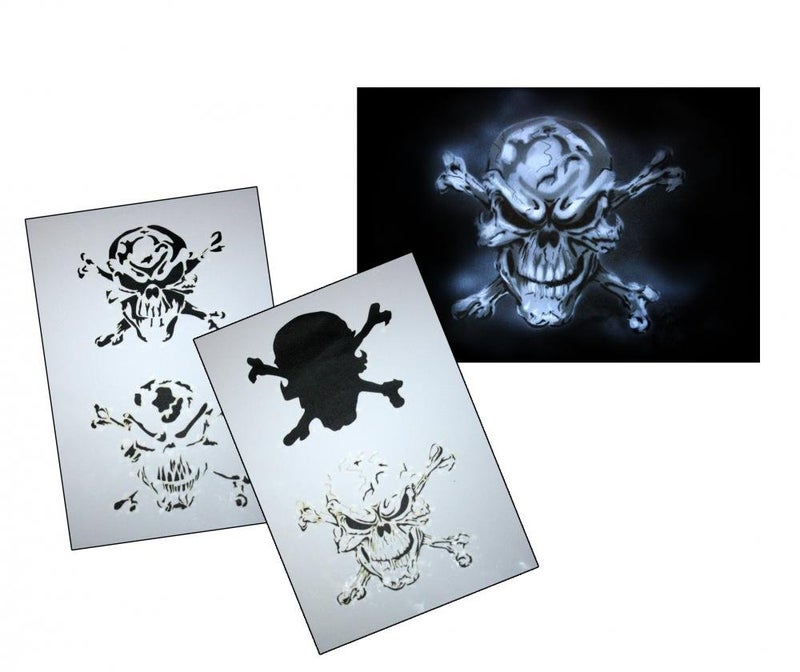 UMRDesign AS063 Pirate Skull Airbrush Stencil Template Step by Step Size L
