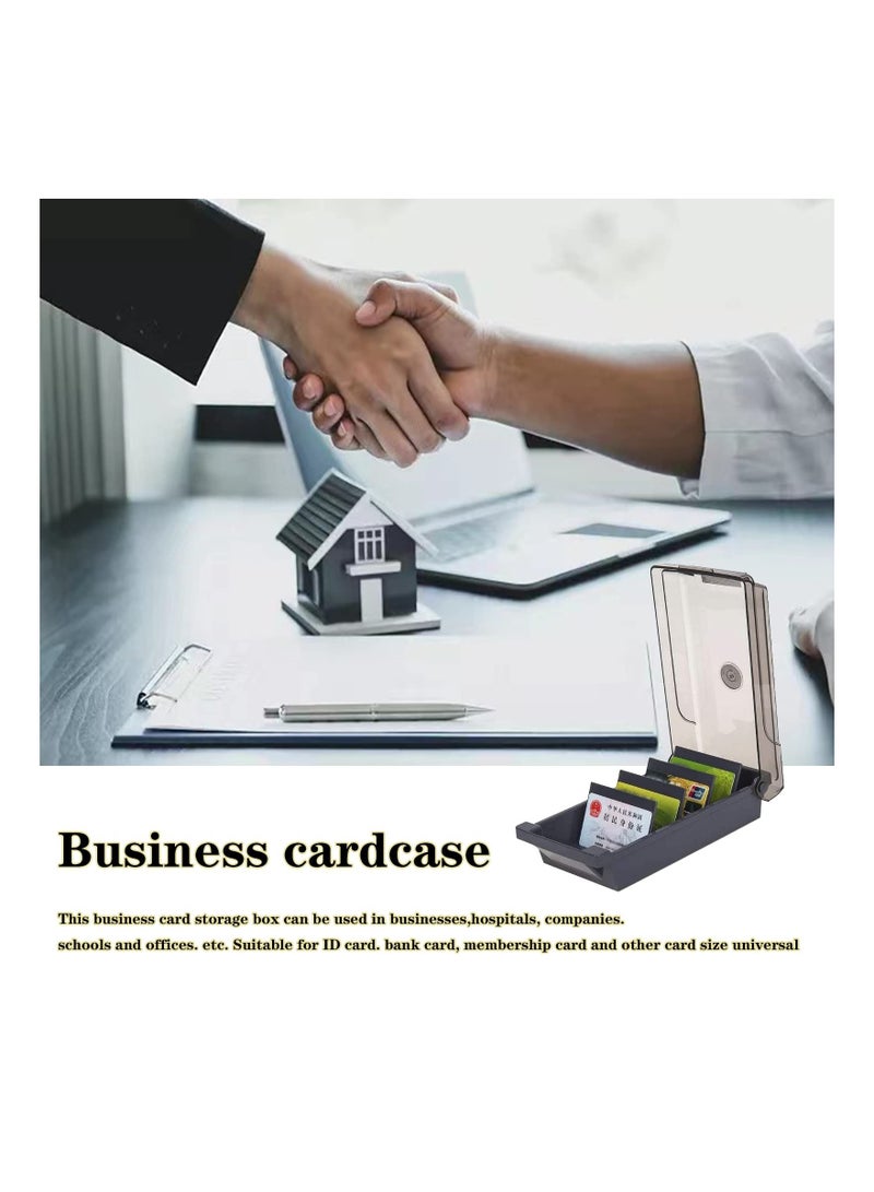 SYOSI 500 Capacity Card Holder Business Card Storage Box, Desktop Card Organizer Card Box with Dividers Business Card Holder with Index Tabs Networking Card Organizer for 500 Cards Storage  - Image 5