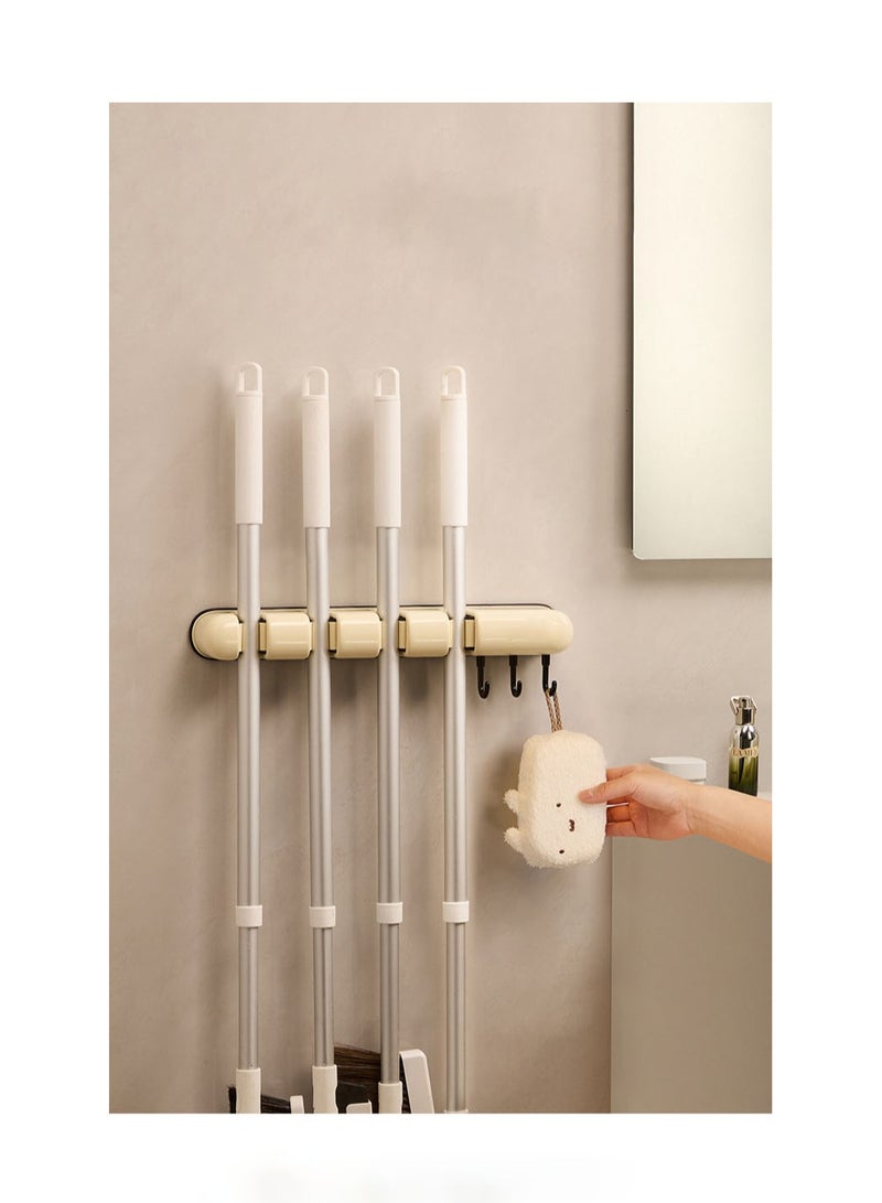 Multi-Function Mop Holder Wall Mounted Bathroom Broom Mop Organizer Clip 4 Clips 382X51.5X63.5MM - Image 5