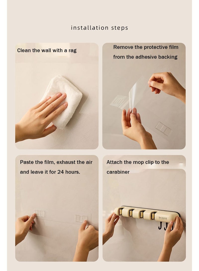 Multi-Function Mop Holder Wall Mounted Bathroom Broom Mop Organizer Clip 4 Clips 382X51.5X63.5MM - Image 4