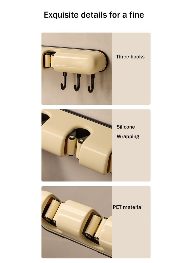 Multi-Function Mop Holder Wall Mounted Bathroom Broom Mop Organizer Clip 4 Clips 382X51.5X63.5MM - Image 3