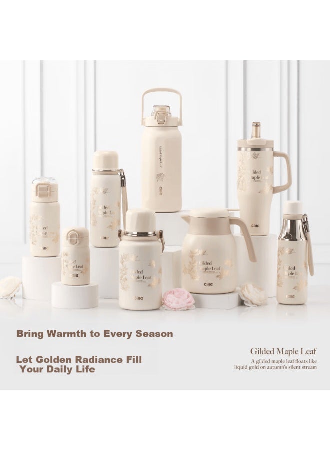 Cille Gold Maple Leaf Insulated Bottle 316 Stainless Steel Student Water Bottle 900ml Large Capacity Tea Infuser Car Travel Mug - Image 3