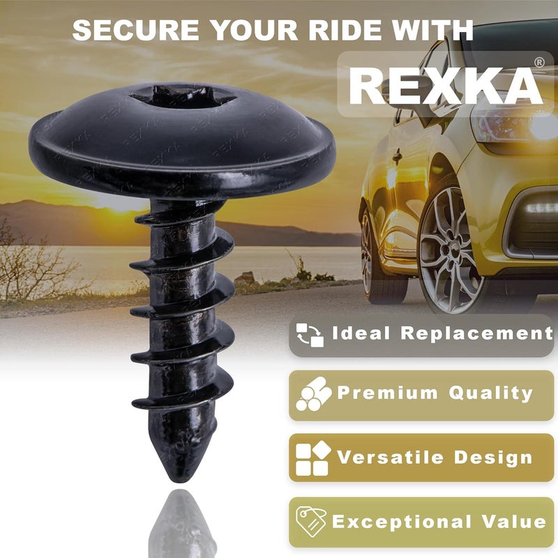 Rexka ريكسكا 30 قطعة من براغي توركس ذاتية اللولب من نوع T25 لحماية الرفارف والواقيات وأغطية المصدات، متوافقة مع N90974701 لفولكس فاجن وأودي وبورشه مقاوم للخدش - Image 4