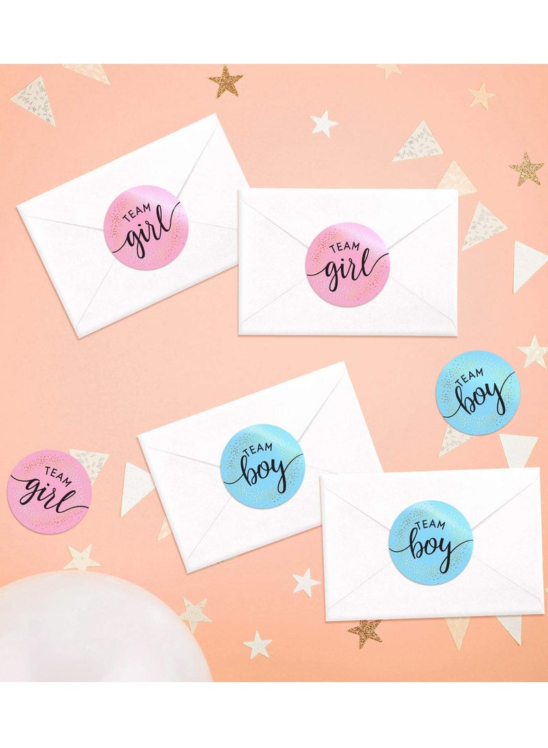 KASTWAVE 80 Sheets Gender Display Stickers with Gold Foil for Team Boy and Team Girl Labels Pink and Blue Gender Labels for Party Invitations and Voting Games, Baby Shower Labels (Circle) - Image 4