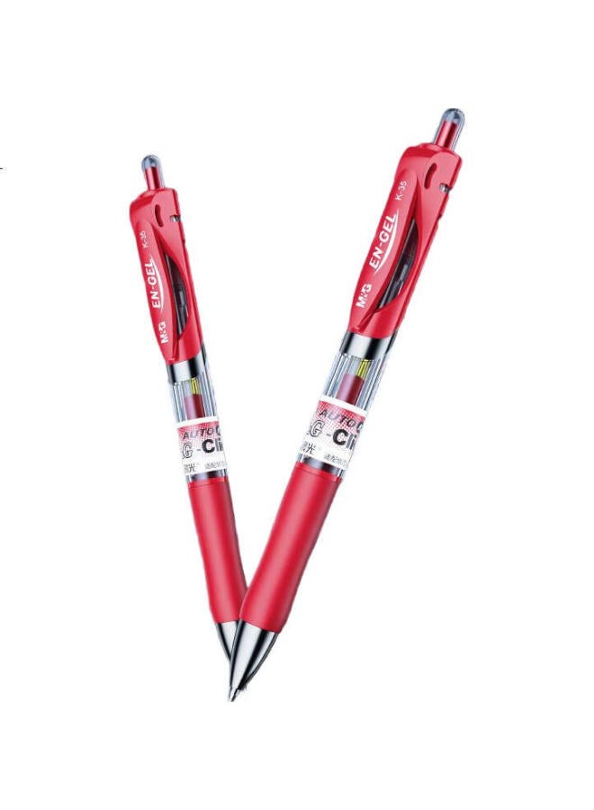 M.G Chenguang (M&G) Stationery K35 Retractable Gel Pen, Student 0.5Mm Red Pen, Signature Pen, Business Bullet Tip, Exam-Specific Pen, Office Supplies, Red, 6 Pens + 6 Refills - Image 2