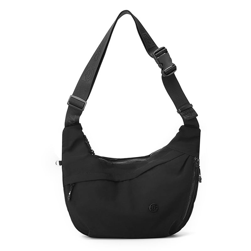 BEFUNIRISE Nylon Crescent Crossbody Luna Bag for Women Men Moon Shoulder Spacious Lightweight Sling Casual Hobo Dumpling Purses (A-Black) - Image 1