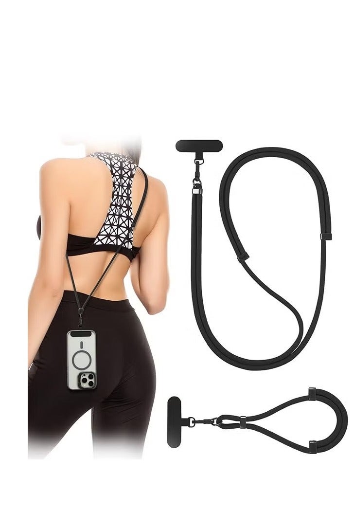 3-in-1 Cell Phone Lanyard, Adjustable Universal Crossbody Phone Lanyard, Compatible with Most Smartphones (Black) - Image 1
