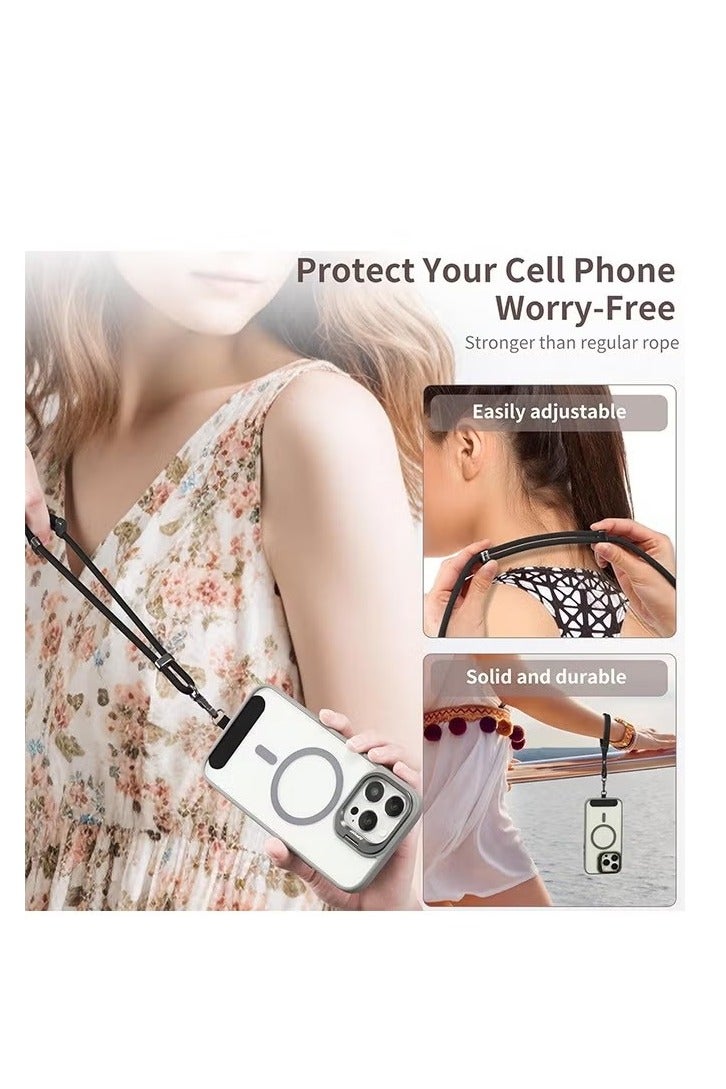 3-in-1 Cell Phone Lanyard, Adjustable Universal Crossbody Phone Lanyard, Compatible with Most Smartphones (Black) - Image 2