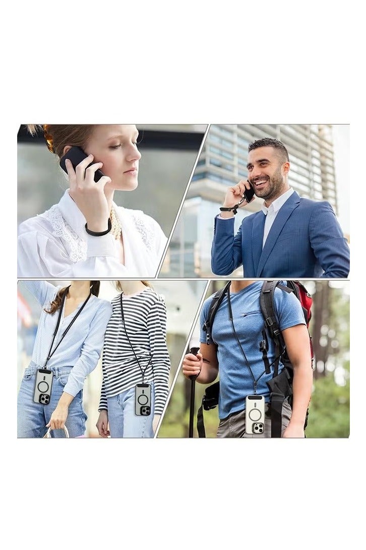 3-in-1 Cell Phone Lanyard, Adjustable Universal Crossbody Phone Lanyard, Compatible with Most Smartphones (Black) - Image 4