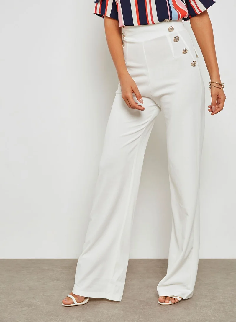 QUIZ High Waist Button Palazzo Pants