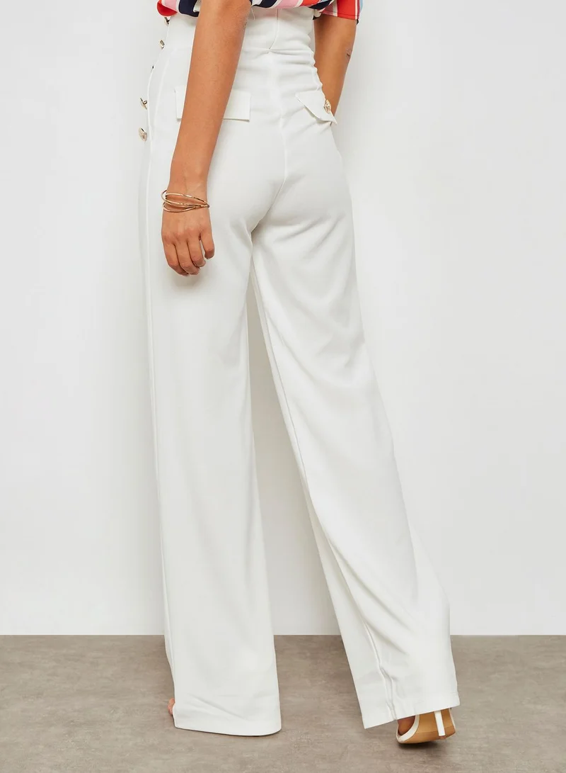 QUIZ High Waist Button Palazzo Pants