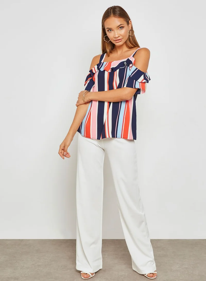 QUIZ High Waist Button Palazzo Pants