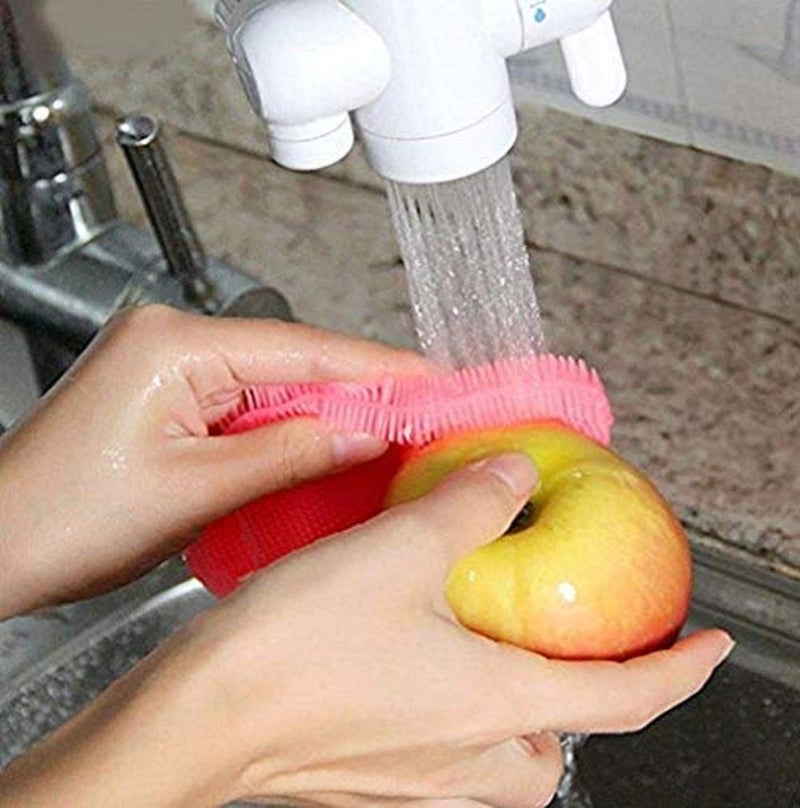 Kytaste Silicone Dish Bowl Vegetable Fruit Cleaning Brush (1x11x2 cm, 2 Pieces, Multicolour) - Image 4