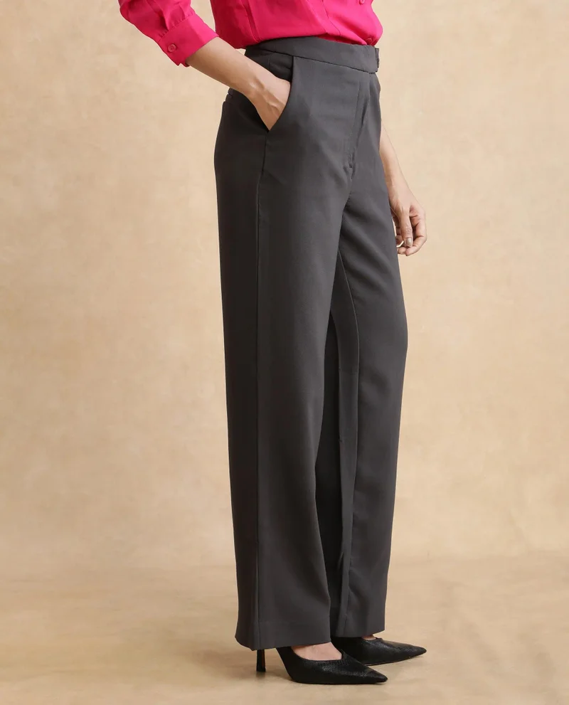 Rareism Women's Straight Fit Plain Trouser