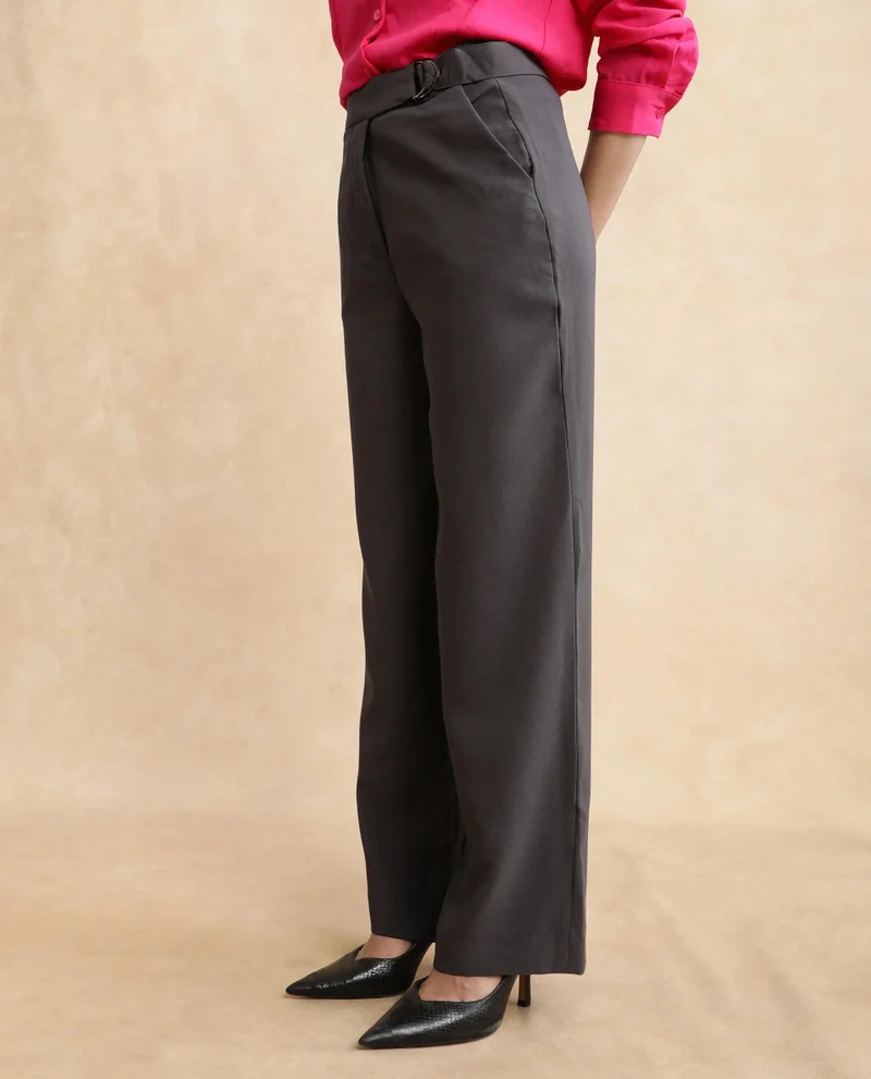 Rareism Women's Straight Fit Plain Trouser