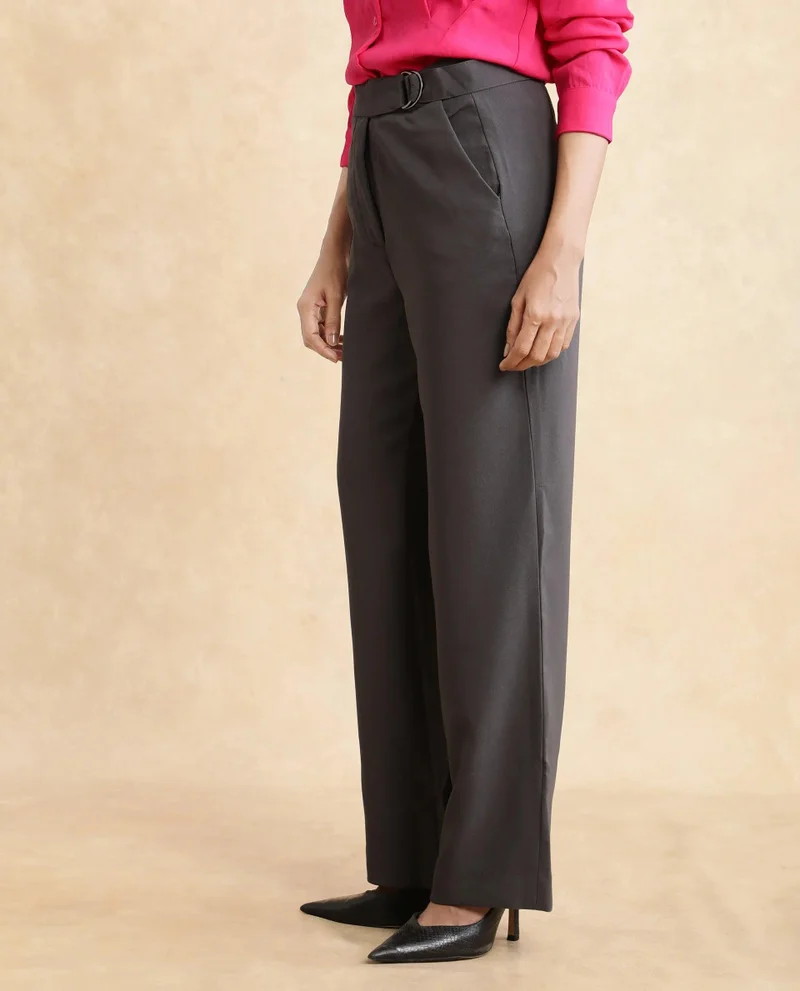 Rareism Women's Straight Fit Plain Trouser