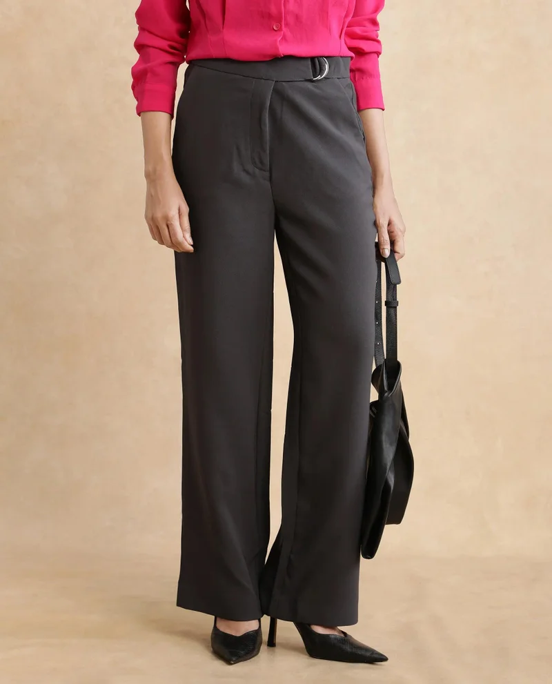 Rareism Women's Straight Fit Plain Trouser