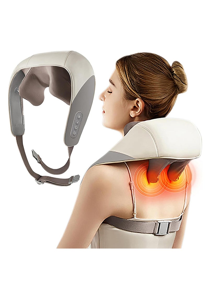 مدلك الرقبة شياتسو، مدلك كهربائي مزود بتدفئة، تصميم بدون سلك، وسادة تدليك بتقنية 4D، مناسبة لتخفيف الانزعاج في الكتفين/الرقبة/الظهر/الساقين - Image 2