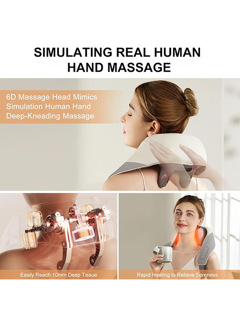 مدلك الرقبة شياتسو، مدلك كهربائي مزود بتدفئة، تصميم بدون سلك، وسادة تدليك بتقنية 4D، مناسبة لتخفيف الانزعاج في الكتفين/الرقبة/الظهر/الساقين - Image 4