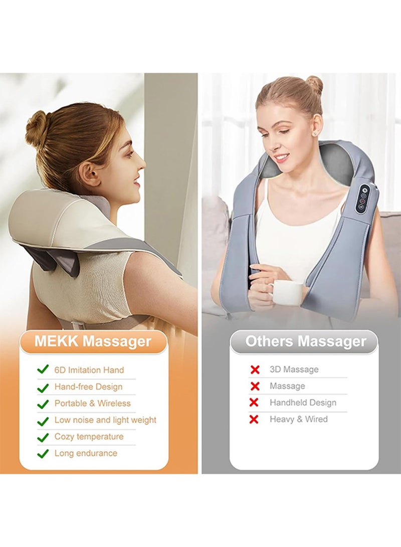 مدلك الرقبة شياتسو، مدلك كهربائي مزود بتدفئة، تصميم بدون سلك، وسادة تدليك بتقنية 4D، مناسبة لتخفيف الانزعاج في الكتفين/الرقبة/الظهر/الساقين - Image 5
