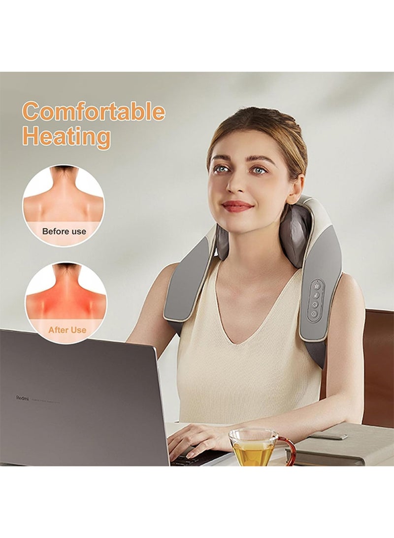 مدلك الرقبة شياتسو، مدلك كهربائي مزود بتدفئة، تصميم بدون سلك، وسادة تدليك بتقنية 4D، مناسبة لتخفيف الانزعاج في الكتفين/الرقبة/الظهر/الساقين - Image 3