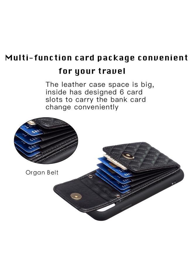 Zaboon Case For iPhone 11 Vertical Metal Buckle Wallet Rhombic Leather Phone Case - Image 4