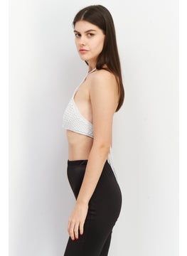 Don't Call Me Jennyfer Women Halter Neck Sleeveless Corset Crop Top, White  - Image 2