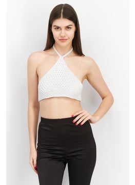 Don't Call Me Jennyfer Women Halter Neck Sleeveless Corset Crop Top, White  - Image 1