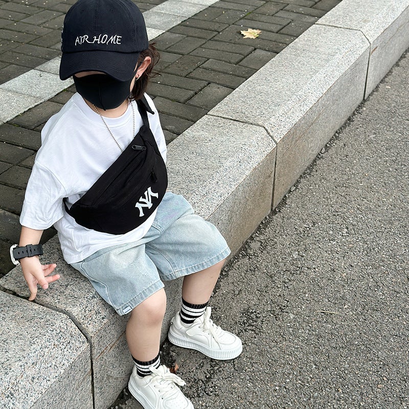 Children'S Bag Spring Oxford Cloth Baby Waist Bag Boy Handsome Letter Crossbody Bag Korean Version Boys' Chest Bag - Image 3