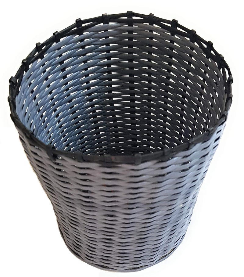 Sonas Creation Paperus Grey Black Dustbin Waste Basket Trash Can Paper Bin Storage Basket Opentop Standard Size 10 Liter 11 inch Tall Eco Friendly Handmade of Paper Ropes - Image 1