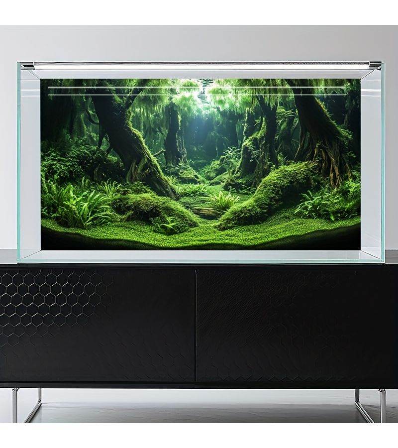 Vibrant Green Jungle Ocean Themed Aquarium Backdrop Sticker 91x50cm Self Adhesive Durable Fish Tank Decal Scratch Resistant Sunlight And Dust Proof 1pc - Image 5