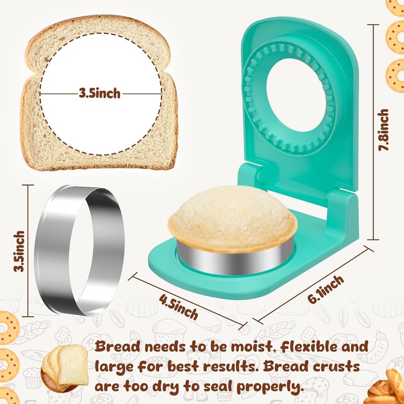 GLSY Metal Sandwich Cutter and Sealer - Round Crustless Sandwich Cutter for Peanut Butter and Jelly‌ Sandwich Maker, PB&J Snacks Party Food Prep - Image 2