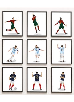 set of 12, Ronaldo Messi Mbappe Mega bundle Poster with Frame 30x40cm