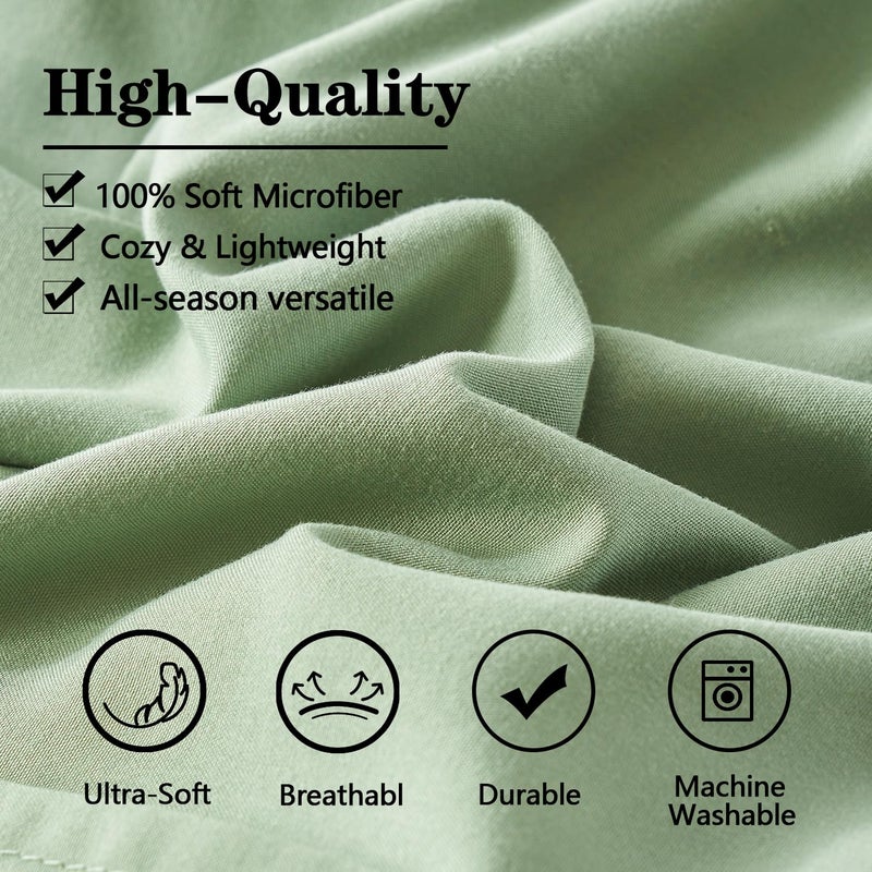 Yogeneg King Size Comforter Set 7 Piece Bed In A Bag Grid Pinch Pleat Sage Green Bedding Set Striped Textured Soft Microfiber Comforter With Sheet Set All Season Complete Bed Set(Sage Green King) - Image 5