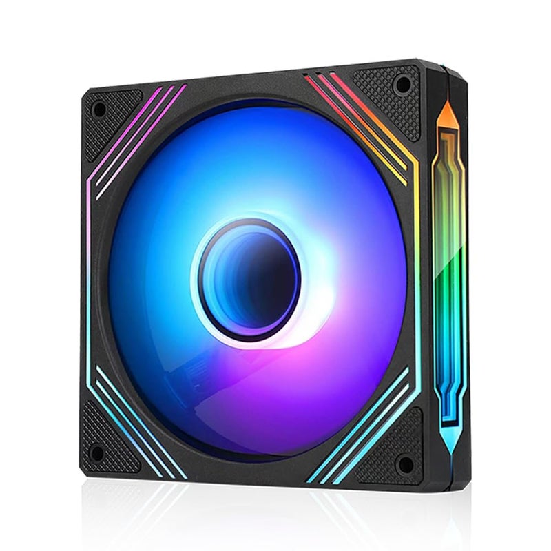 Jungle Leopard Prism 140mm ARGB Case Fan,Infinity Mirror Light Effect Design Cooling Fan, 140mm CPU PWM Fan 1600RPM 74.26CFM 2.13MMH20 HDB Bearing for PC Case&CPU Cooler(Black Forward) - Image 1