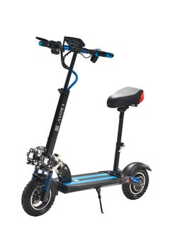Crony V10 Big LCD Display 1200W Motor E-Scooter, 48V 12AH Battery, 28–42 MRH Max Speed 20-40KM Range, 10” Off-Road Rubber Tires, Dual Disc Brakes, Front & Rear Suspension, Foldable Aluminum Frame, Triple LED Headlights, LED Base Lighting, Electric Scooter for Adults/Teens with Seat, Heavy Duty 265 lbs Load Capacity, Fast Urban Commuter E-Skateboard for Teens and Adults, Long Range, E-bike with Solid Tires and Easy Folding Design, Fast Urban Commuter Motorized Scooter,Perfect Scooter for Outdoor Adventures, Blue  - Image 1