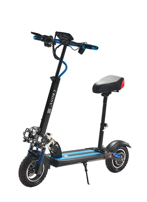V10 Big LCD Display 1200W Motor E-Scooter, 48V 12AH Battery, 28–42 MRH Max Speed 20-40KM Range, 10” Off-Road Rubber Tires, Dual Disc Brakes, Front & Rear Suspension, Foldable Aluminum Frame, Triple LED Headlights, LED Base Lighting, Electric Scooter for Adults/Teens with Seat, Heavy Duty 265 lbs Load Capacity, Fast Urban Commuter E-Skateboard for Teens and Adults, Long Range, E-bike with Solid Tires and Easy Folding Design, Fast Urban Commuter Motorized Scooter,Perfect Scooter for Outdoor Adventures, Blue