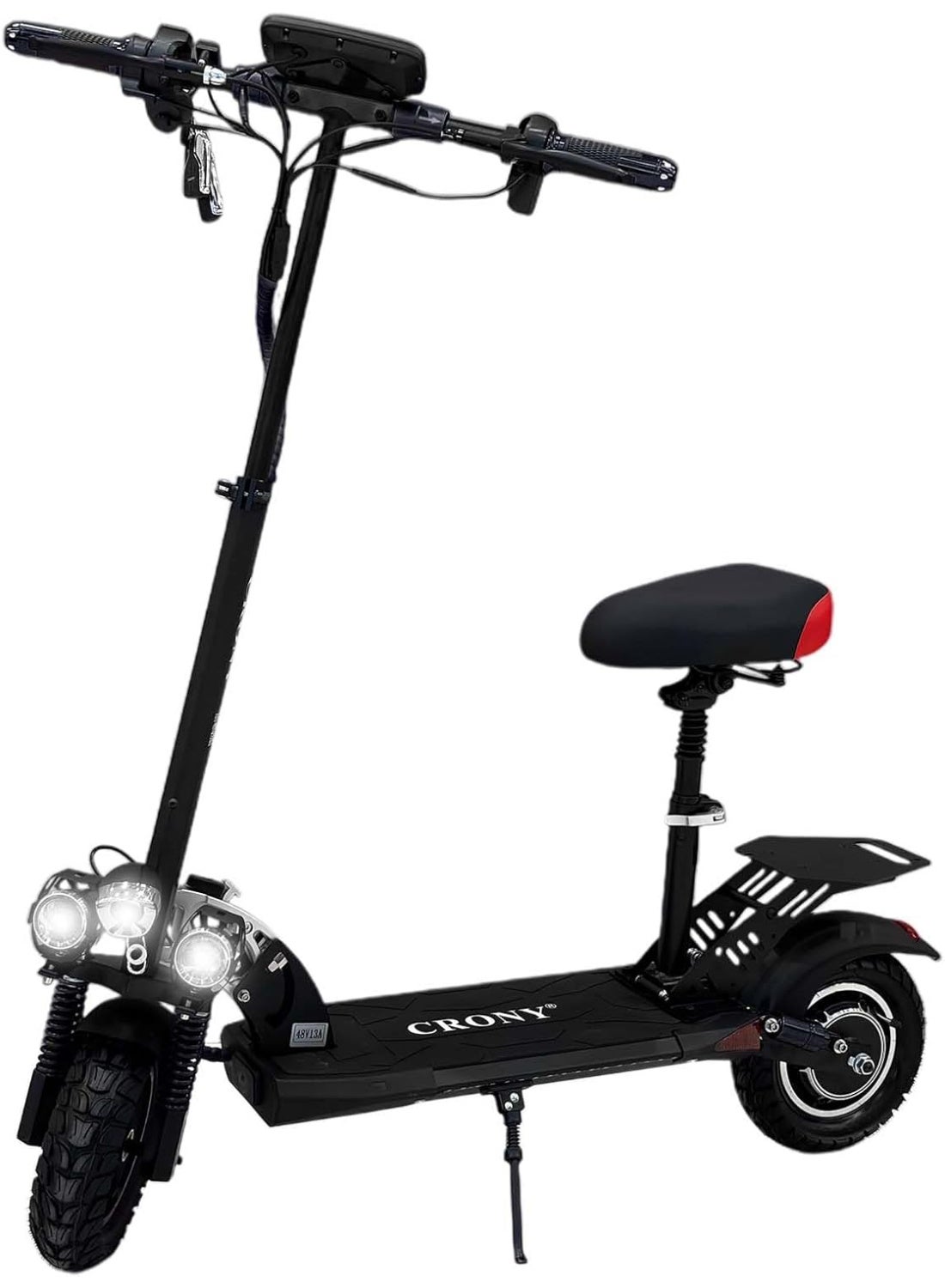 V10 Big LED Display 1200W Motor E-Scooter, 48V 12AH Battery, 28–42 MRH Max Speed 20-40KM Range, 10” Off-Road Rubber Tires, Dual Disc Brakes, Front & Rear Suspension, Foldable Aluminum Frame, Triple LED Headlights, LED Base Lighting, Electric Scooter for Adults/Teens with Seat, Heavy Duty 265 lbs Load Capacity, Fast Urban Commuter E-Skateboard for Teens and Adults, Long Range, E-bike with Solid Tires and Easy Folding Design, Fast Urban Commuter Motorized Scooter,Perfect Scooter for Outdoor Adventures, Black
