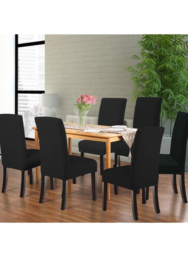 erorex Chair Covers For Dining Room Set Of 4 Parson Chair Slipcovers Stretch Dining Seat Covers Kitchen Chair Covers Covers For Chairs Black - Image 2
