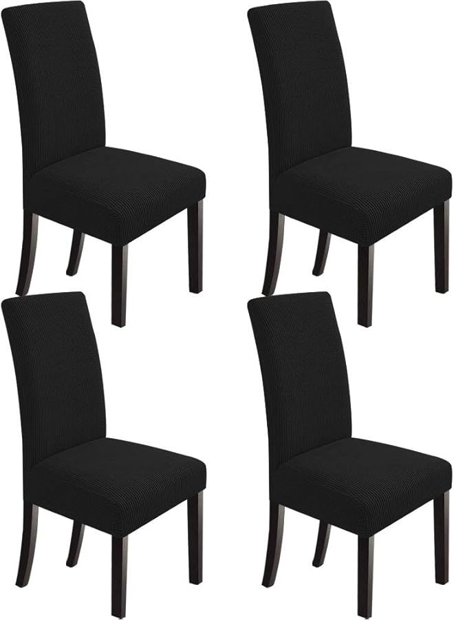 erorex Chair Covers For Dining Room Set Of 4 Parson Chair Slipcovers Stretch Dining Seat Covers Kitchen Chair Covers Covers For Chairs Black - Image 1