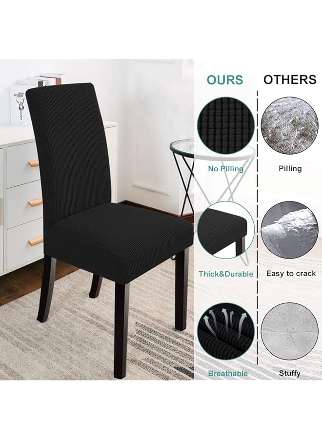 erorex Chair Covers For Dining Room Set Of 4 Parson Chair Slipcovers Stretch Dining Seat Covers Kitchen Chair Covers Covers For Chairs Black - Image 3