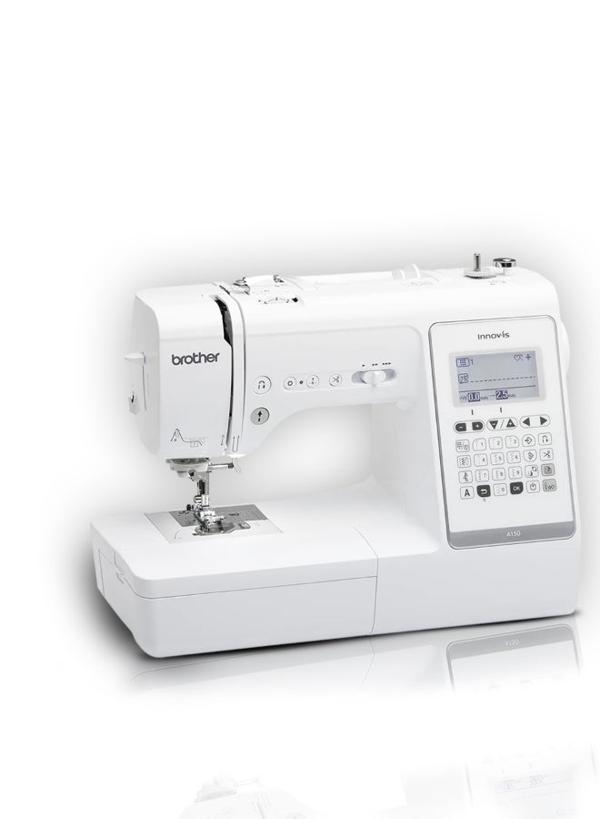 brother INNOV-IS A150 Computerized Electric Sewing Machine | 150 Built-In Stitches And 10 Buttonhole Styles | 4 Fonts  Auto Thread Cutter And Quick Set Bobbin | Electronic Keypad And Start/Stop Button | Hard Case – Ideal For Embroidery Monogramming And Home Sewing | 3,64 " Large LCD Screen And Electronic Keypad | Made In Vietnam White - Image 1