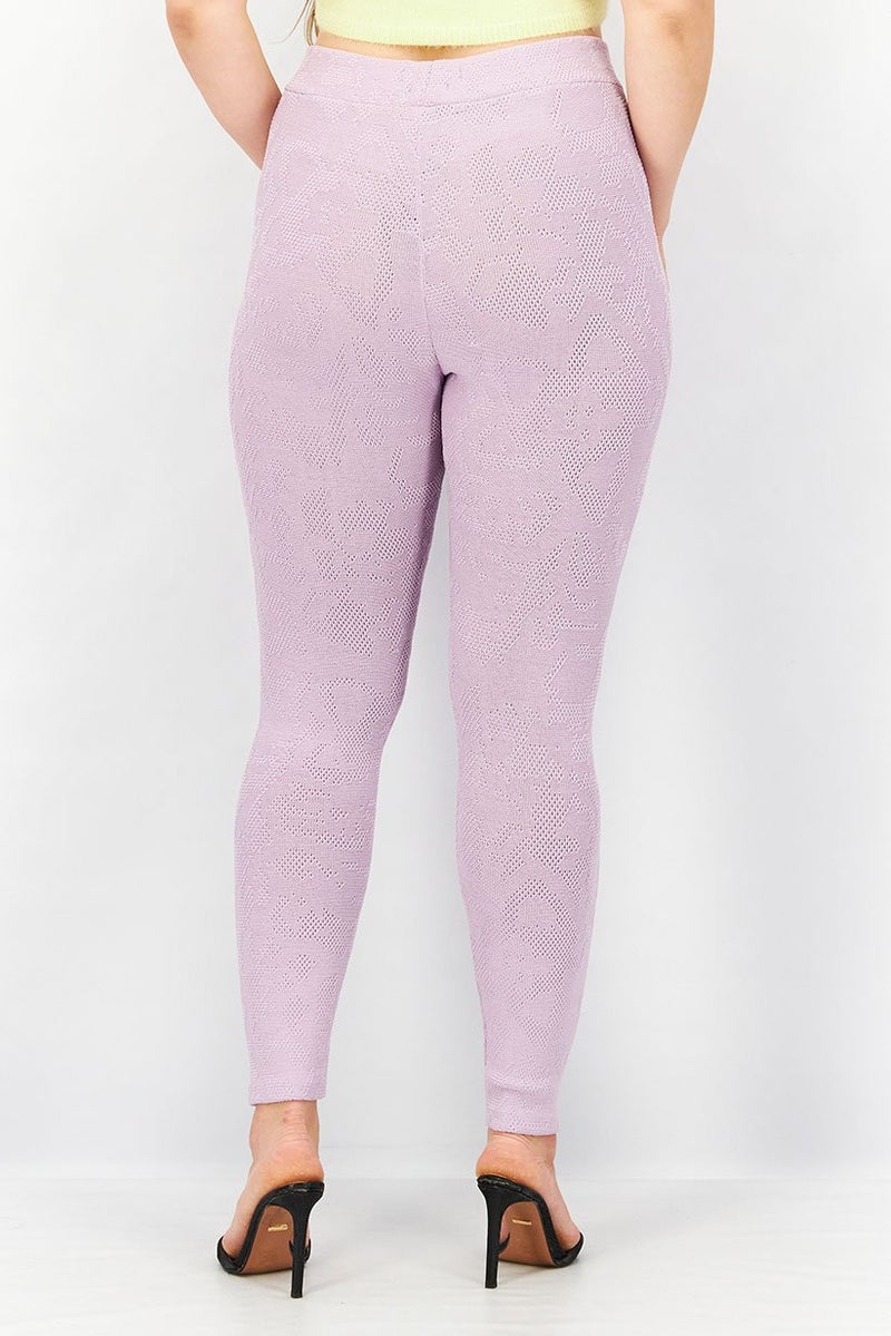 Reserved Women Regular Fit Textured Pull On Pants, Lavender - Image 3